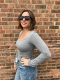 Long Sleeve Scoop Neck Basic Knit Top
