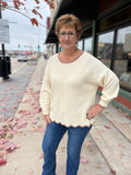 Contrast Scallop Trim Sweater