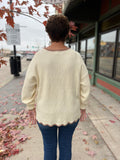 Contrast Scallop Trim Sweater