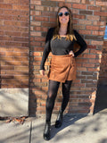Faux Suede Wrap Skort