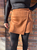 Faux Suede Wrap Skort