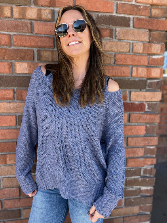 Open Shoulder Loose Fit Sweater