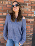 Open Shoulder Loose Fit Sweater