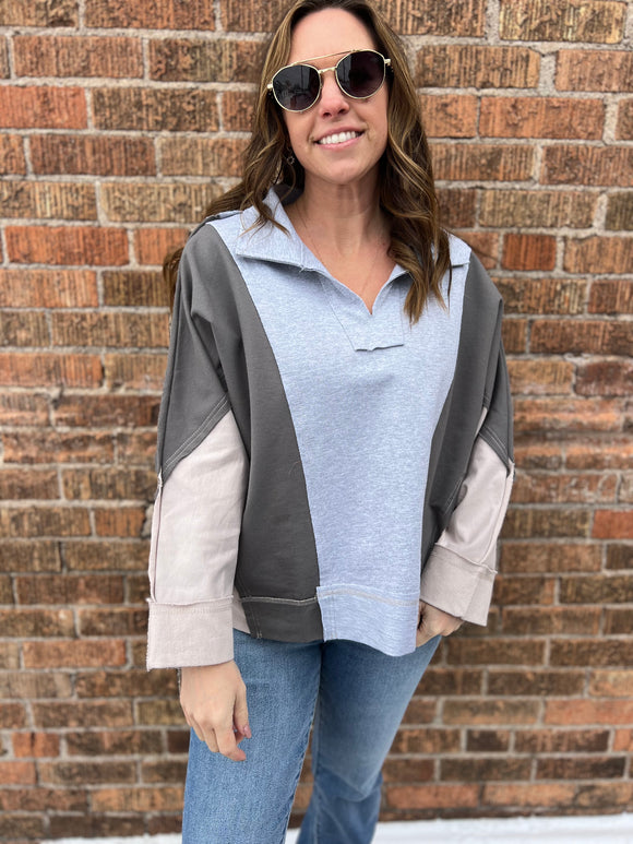 Colorblock Reversed Seam Sweatshirt