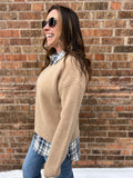 Plaid Collared Mixed Sweater