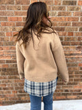 Plaid Collared Mixed Sweater