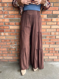 Wide Leg Pants With V Front Yoke
