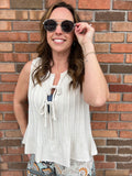 Pleated Front Tie Tank Top