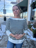 Striped Boat Neck Pullover