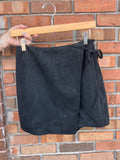 Faux Suede Wrap Skort