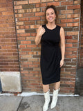 Sleeveless Front Twist Midi Dress