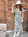 Floral Print Wrap Midi Dress