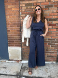 Sleeveless Wide Leg V Neck Jumpsuit