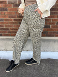 Leopard Print Loose Pull On Jeans