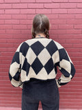Checkered Open Front Cropped Cardigan
