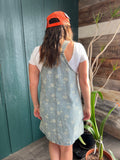 Washed Denim Overall Mini Dress