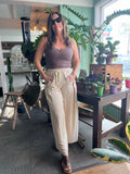 Ribbed Notched Neck Tank Top