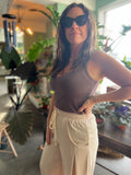 Ribbed Notched Neck Tank Top