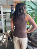 Ribbed Notched Neck Tank Top