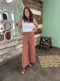 Mineral Washed Wide Leg Pull On Pants