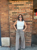 Mineral Washed Cropped Wide Leg Pant