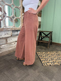 Mineral Washed Wide Leg Pull On Pants