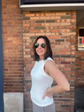 Basic Ribbed Sleeveless Crew Neck