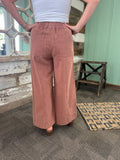 Mineral Washed Wide Leg Pull On Pants