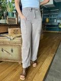 Mineral Washed French Terry Cropped Cargo Pant