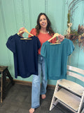 Solid Top With Scalloped Sleeve
