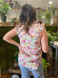 Floral Ruffled Cap Sleeve