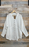 Soft Frayed Hem Gauze Vintage Washed Long Sleeve Shirt