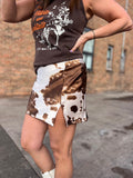 Cow Print Satin Mini Skirt
