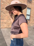 Solid Satin Cowl Top