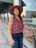Printed Tank Top W/ Lace Detail
