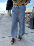 Striped High Waist Cropped Pants