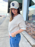 Striped Short Sleeve Sweater