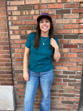 Toothpick Stripe Short Sleeve Top
