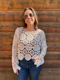 Open Crochet Knit Cropped Top