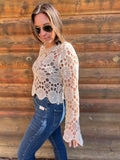 Open Crochet Knit Cropped Top
