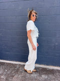 Eyelet Trim Pant Set