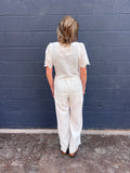 Eyelet Trim Pant Set