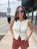 Ribbed Button Loop Vest