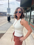 Ribbed Button Loop Vest