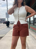 Ribbed Button Loop Vest