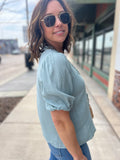 Linen Front Tie Blouse