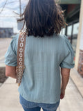 Linen Front Tie Blouse