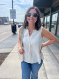 Linen Blend V Neckline Tank Top