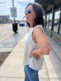 Linen Blend V Neckline Tank Top