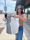 Washed Raw Edge Sleeveless Tank